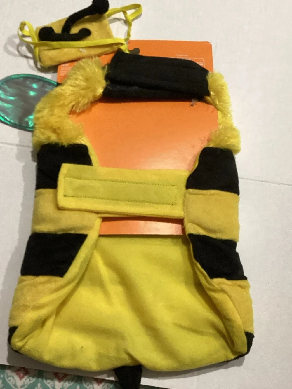 Yellow & Black Bumblebee Dog Costume Jacket with Iridescent Wings